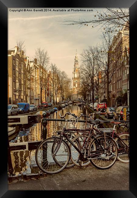 Bicycles and Zuiderkerk Amsterdam Framed Print by Ann Garrett