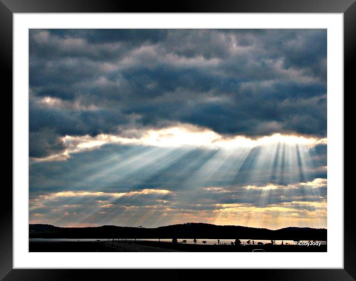 Sun Rays over TableRock Framed Mounted Print by Pics by Jody Adams