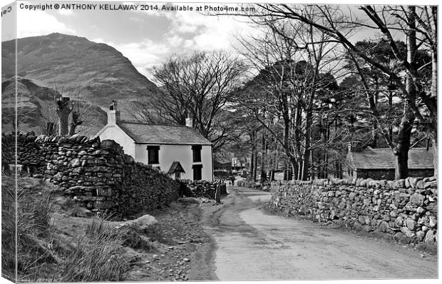 GATESGARTH HONISTER PASS BLACK AND WHITE Canvas Print by Anthony Kellaway