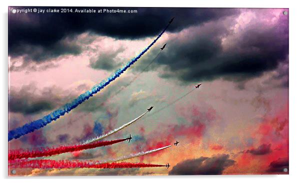red arrows painting the sky Acrylic by jay clarke