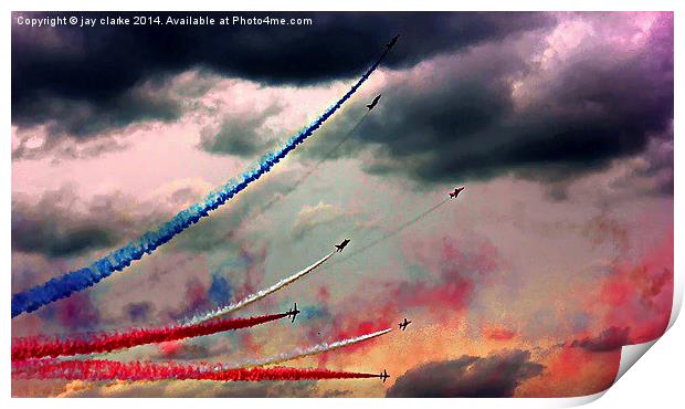 red arrows painting the sky Print by jay clarke