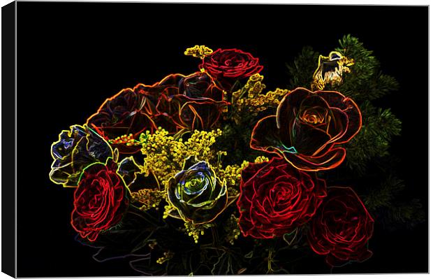 Glowing Roses Canvas Print by Steve Purnell