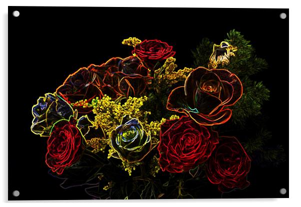 Glowing Roses Acrylic by Steve Purnell