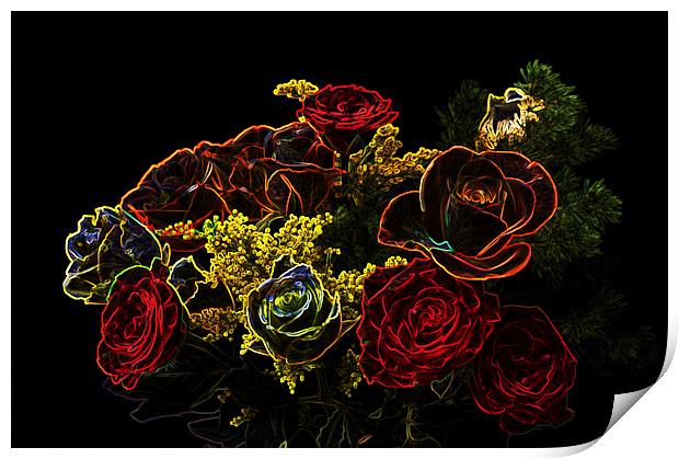 Glowing Roses Print by Steve Purnell