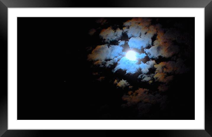 moon in the clouds Framed Mounted Print by david hopson