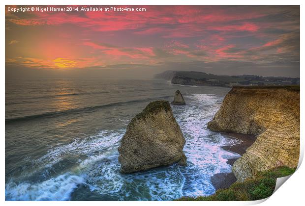 Freshwater Sea Stack Sunset Print by Wight Landscapes