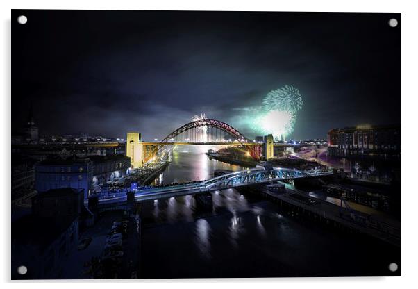 Newcastle New Year Celebrations 2014 Acrylic by Paul Appleby
