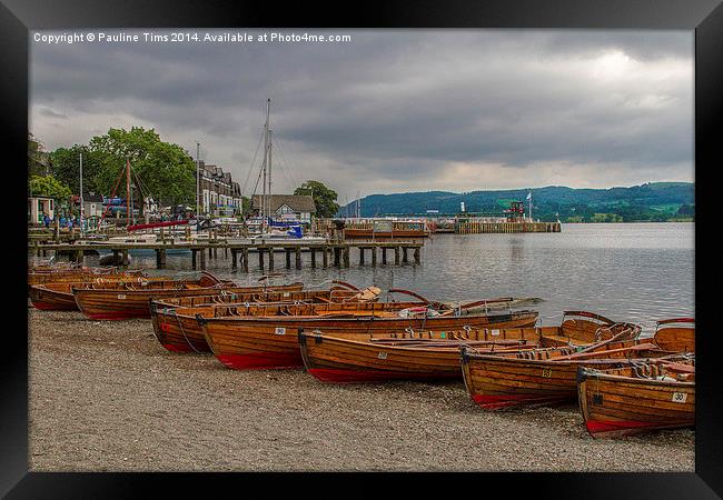 Rowing boats Ambleside UK Framed Print by Pauline Tims
