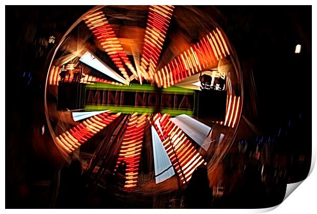 Ferris wheel at full speed 2 Print by Jose Manuel Espigares Garc