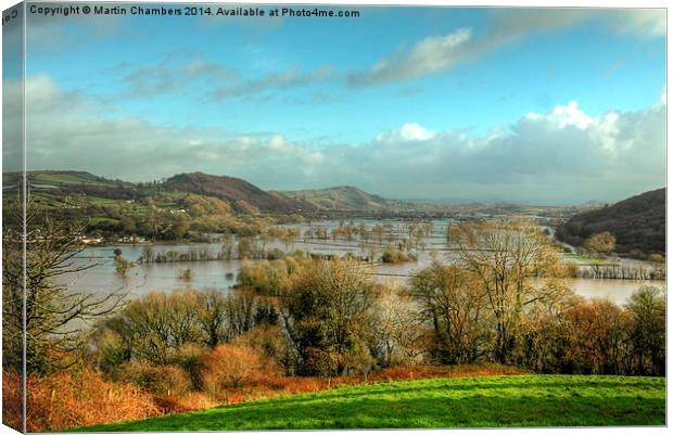 Towy Valley Floods 2014 Canvas Print by Martin Chambers