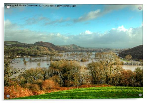 Towy Valley Floods 2014 Acrylic by Martin Chambers