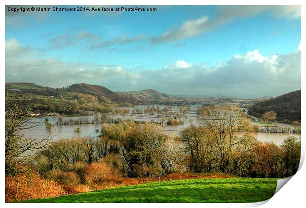 Towy Valley Floods 2014 Print by Martin Chambers