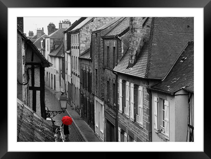 Red Umbrella Framed Mounted Print by Mike Snelle