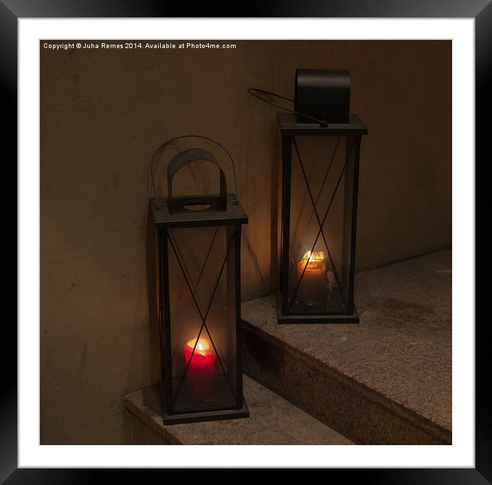 Christmas Candles in the Lanterns Framed Mounted Print by Juha Remes