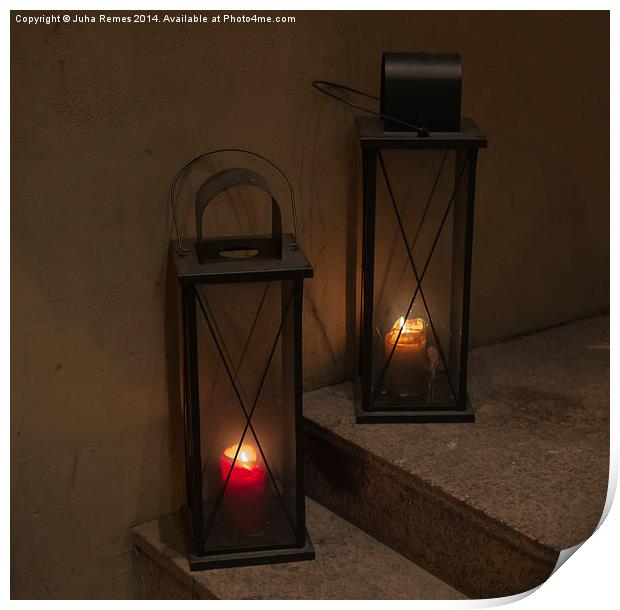 Christmas Candles in the Lanterns Print by Juha Remes