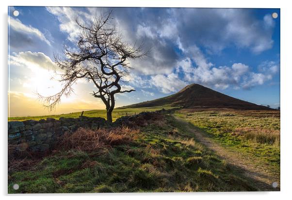 Roseberry Topping Winter Blue Skies Acrylic by Greg Marshall