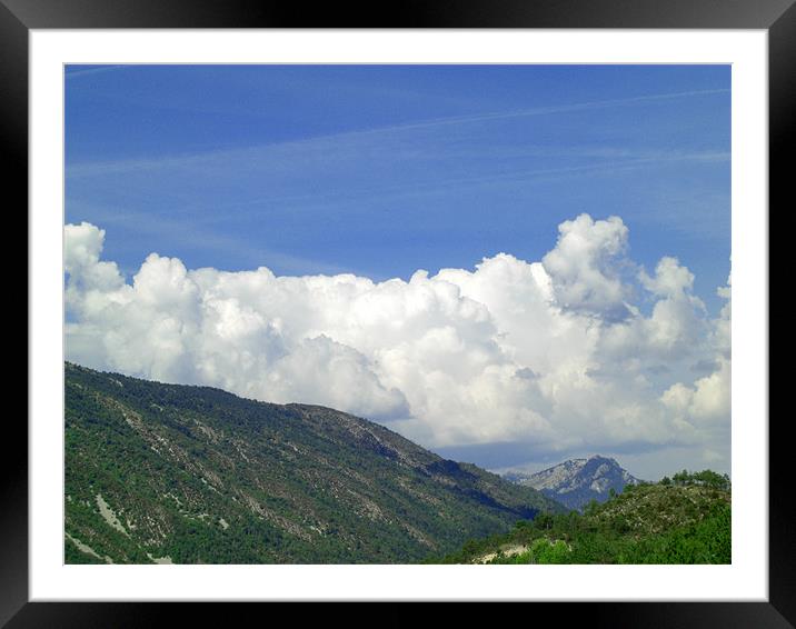 Mountain with Fluffy Clouds Framed Mounted Print by George Thurgood Howland