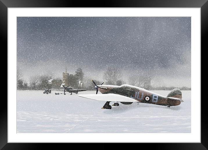 Hurricanes in the snow with church Framed Mounted Print by Gary Eason