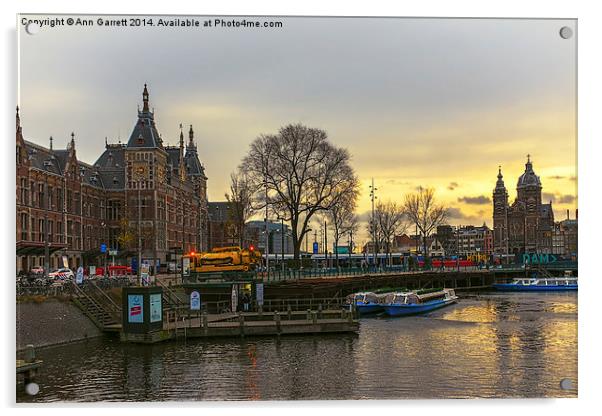 Centraal Station and St. Nicholas Church Amsterdam Acrylic by Ann Garrett
