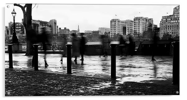 Southbank - Rushing in the Rain Acrylic by Corrine Weaver