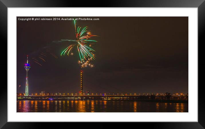 Fireworks in Dusseldorf Framed Mounted Print by Phil Robinson