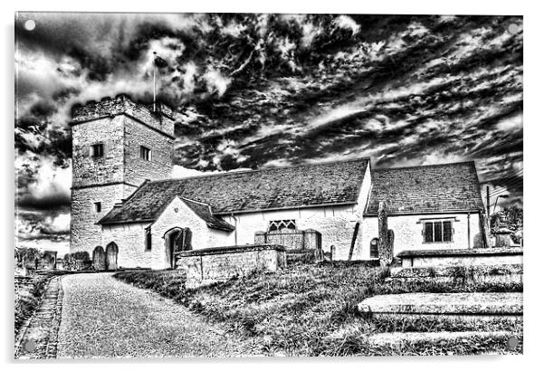 St Sannans Church Bedwellty Mono Acrylic by Steve Purnell