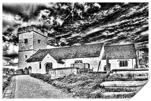 St Sannans Church Bedwellty Mono Print by Steve Purnell
