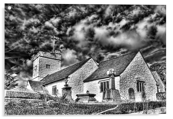 St Sannans Church Bedwellty 2 Mono Acrylic by Steve Purnell