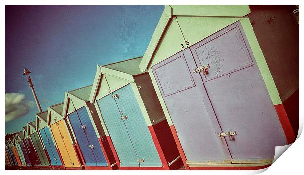 Brighton Beach Huts Print by Scott Anderson