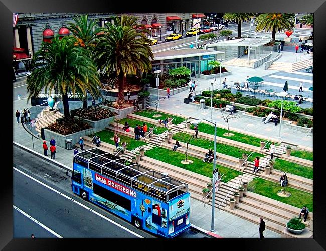 Union Square , Oasis , San Francisco Framed Print by Bill Lighterness