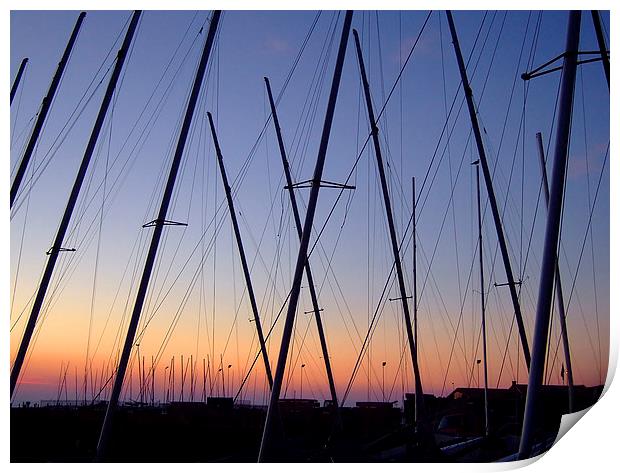 Masts at sunset Print by John B Walker LRPS