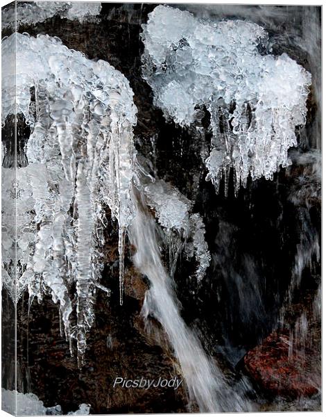 The Icicles on the Waterfall Canvas Print by Pics by Jody Adams