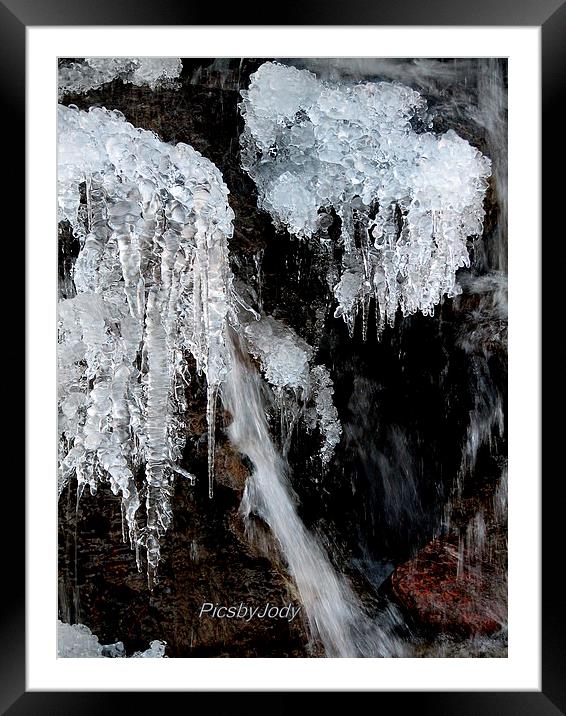The Icicles on the Waterfall Framed Mounted Print by Pics by Jody Adams