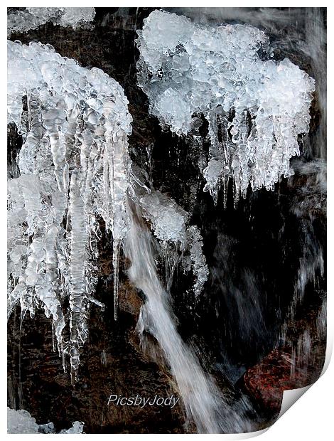 The Icicles on the Waterfall Print by Pics by Jody Adams