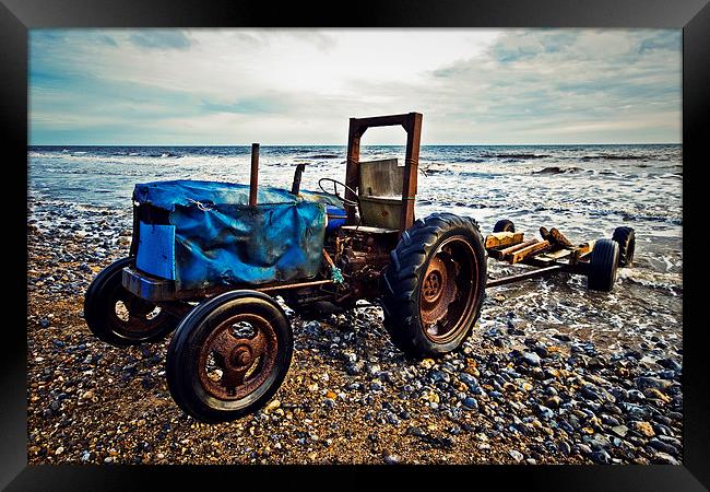 Beach Tractor Framed Print by Paul Walker