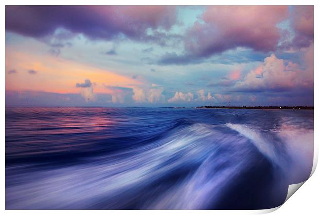 Sunset Wave. Maldives. Impressionism Print by Jenny Rainbow