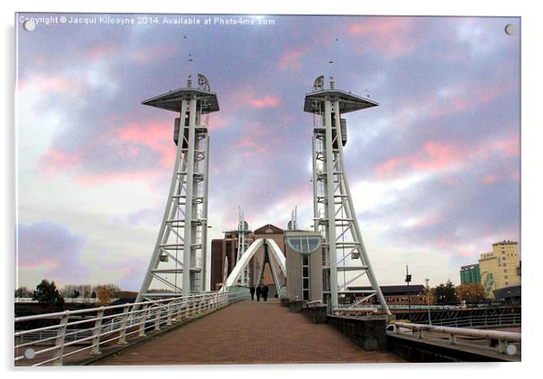 Lift Bridge, Salford Quays. Acrylic by Jacqui Kilcoyne