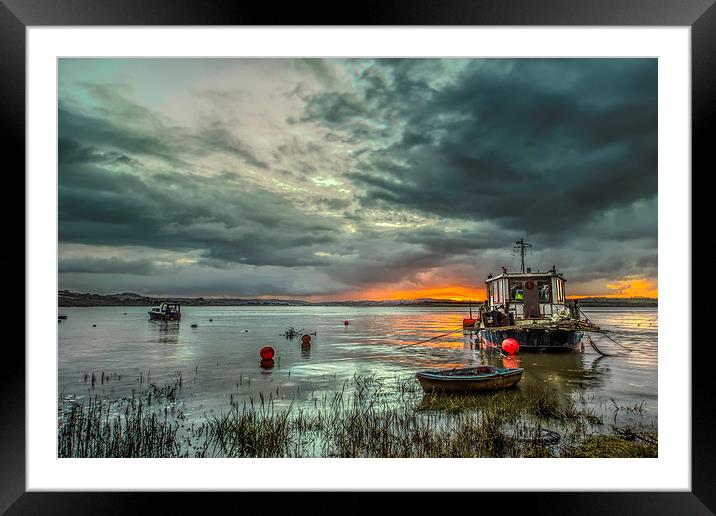 Houseboat on the River Taw Framed Mounted Print by Dave Wilkinson North Devon Ph
