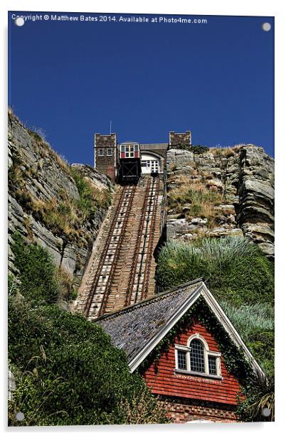 Hastings Funicular Railway Acrylic by Matthew Bates