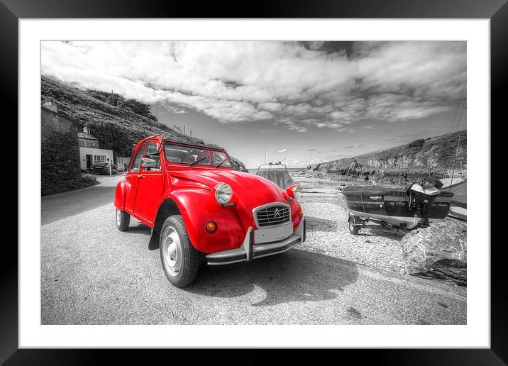 Cornish Red Citroen Framed Mounted Print by Rob Hawkins
