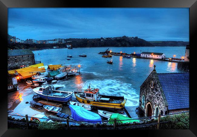 Tenby Harbour High Tide Framed Print by Simon West