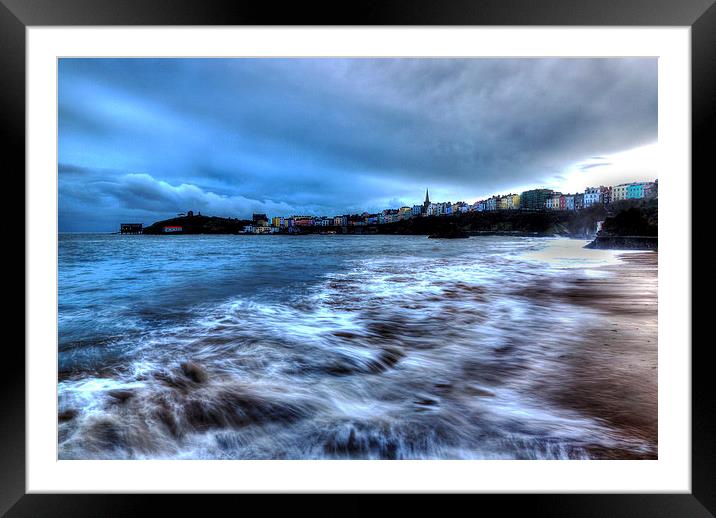 Tenby High Tide Framed Mounted Print by Simon West