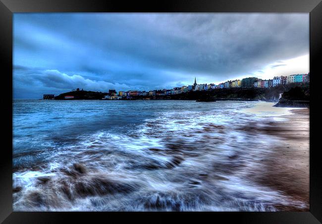 Tenby High Tide Framed Print by Simon West