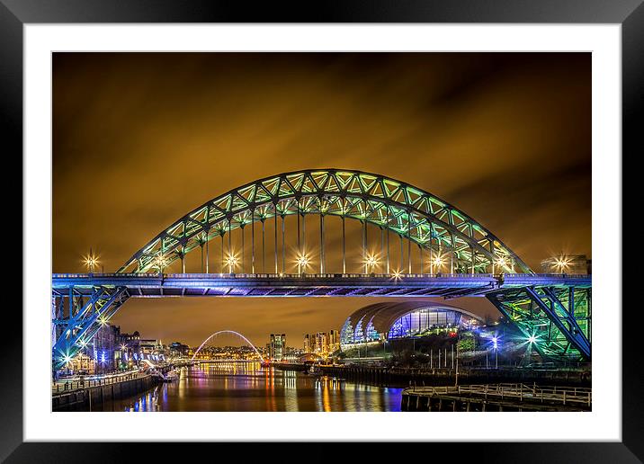 Newcastle Bridges Framed Mounted Print by I Burns