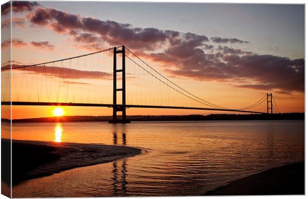  Breathtaking Sunset Over the Iconic Humber Bridge Canvas Print by P D