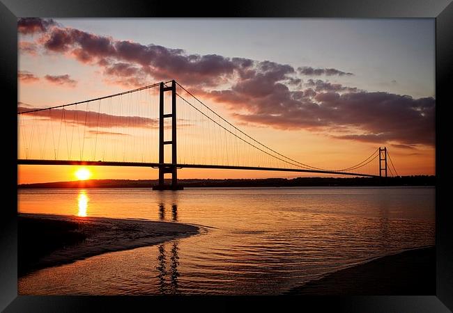  Breathtaking Sunset Over the Iconic Humber Bridge Framed Print by P D