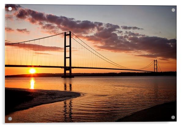 Breathtaking Sunset Over the Iconic Humber Bridge Acrylic by P D
