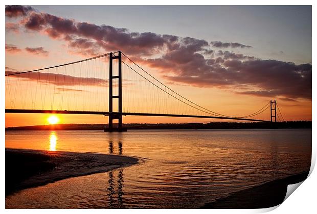  Breathtaking Sunset Over the Iconic Humber Bridge Print by P D