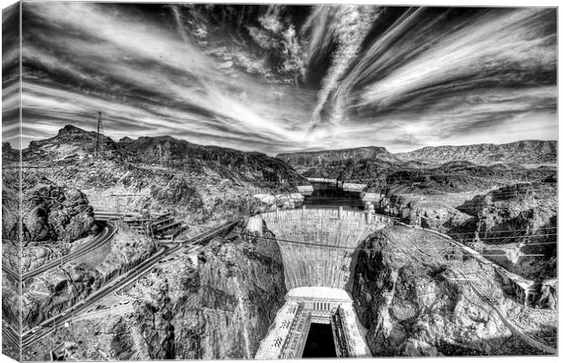 Hoover Dam in Mono Canvas Print by Rob Hawkins