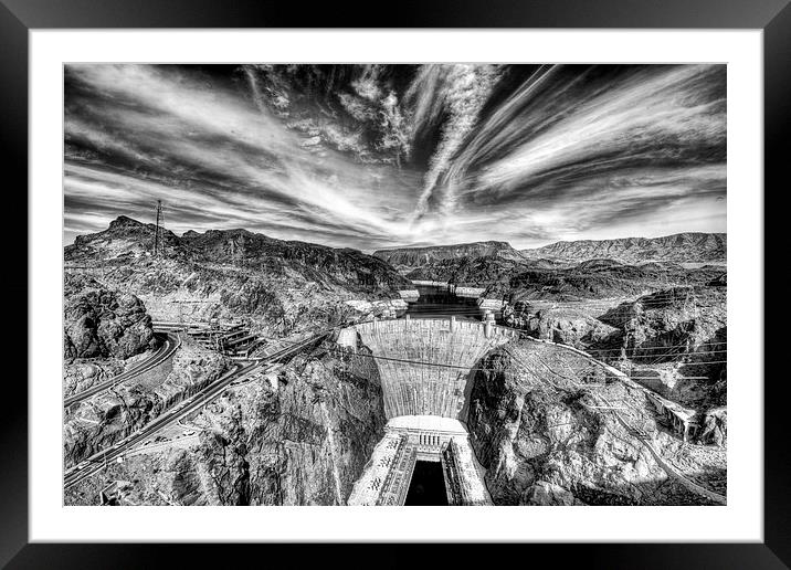 Hoover Dam in Mono Framed Mounted Print by Rob Hawkins